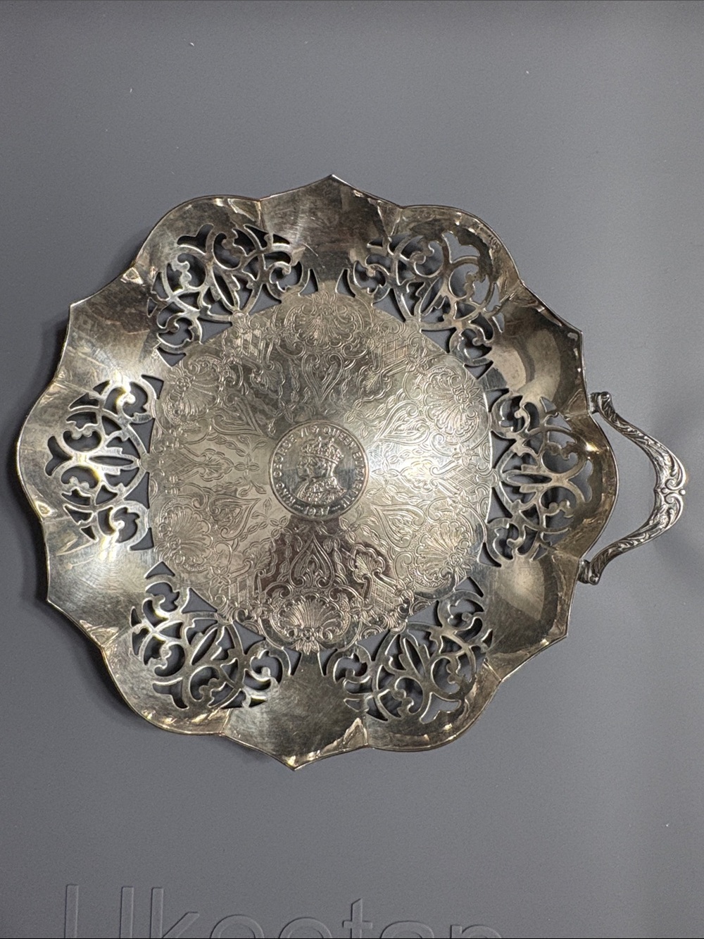 Decorative Silver-Plated Filigree Serving Tray - EP Copper.